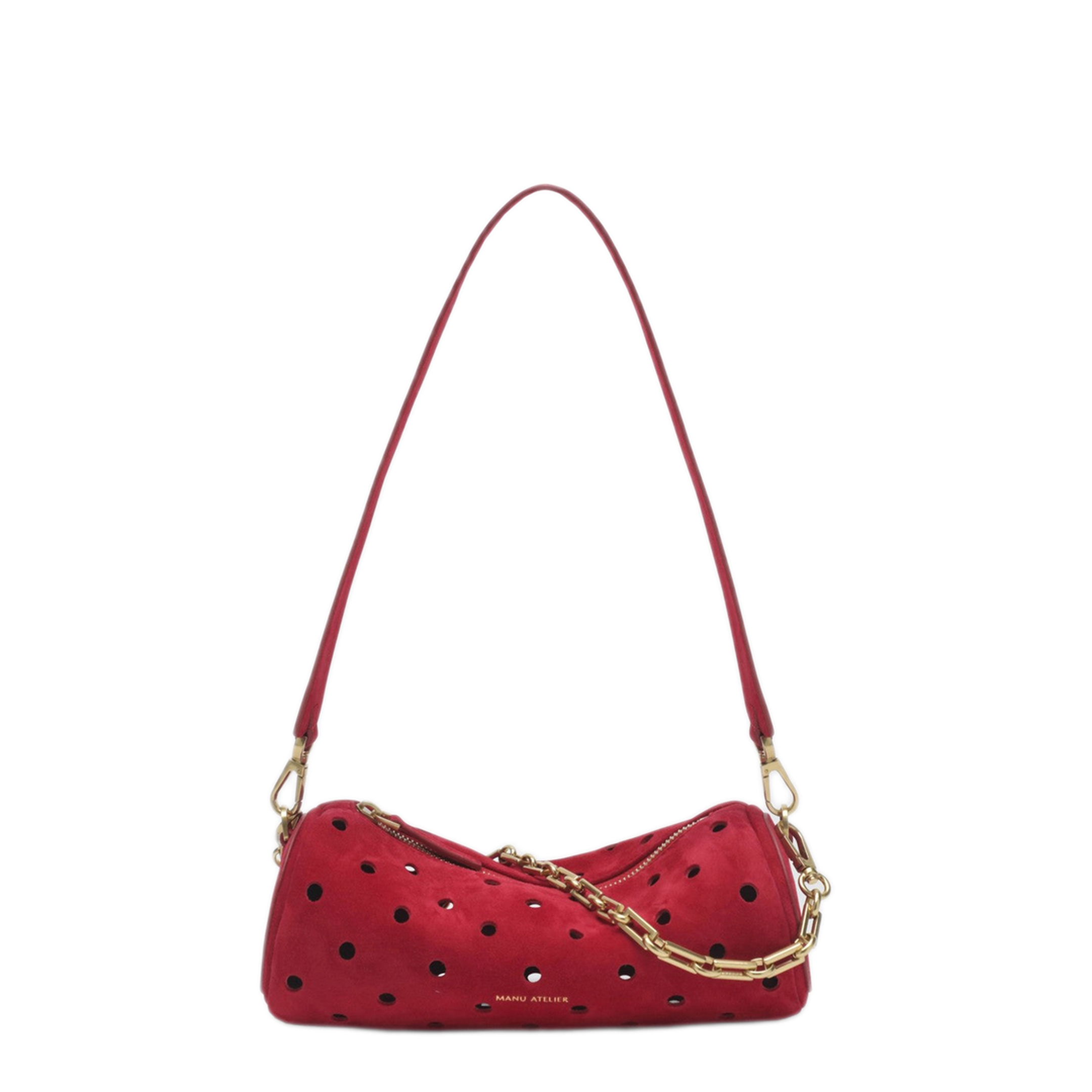 MAYFEYR - Manu Atelier - Mini Cylinder Bag In Perforated Red Suede - 2026113SUERE