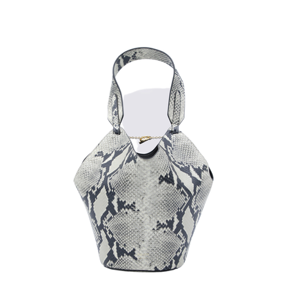 Lotus Mini Python-Embossed Calfskin Tote - Natural