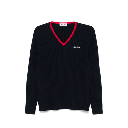 MAYFEYR - Miu Miu - V Neck Cashmere Sweater - MMLA33SOOO1580F059F