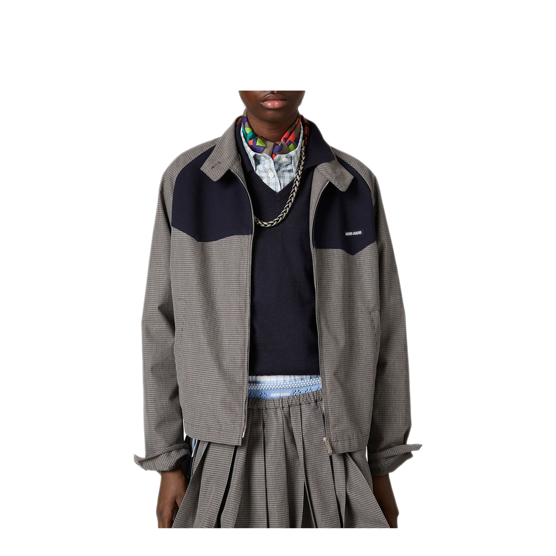 MAYFEYR - MIUMIU - Gingham Check Blouson Jacket - ML1501SOOO19OSF0031