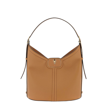 Camel Leather Vlogo Handbag