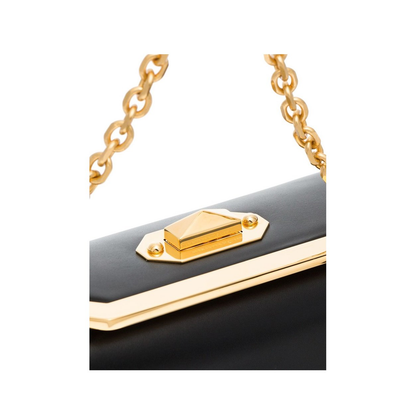 Box Shape Bag with Gold Hardware