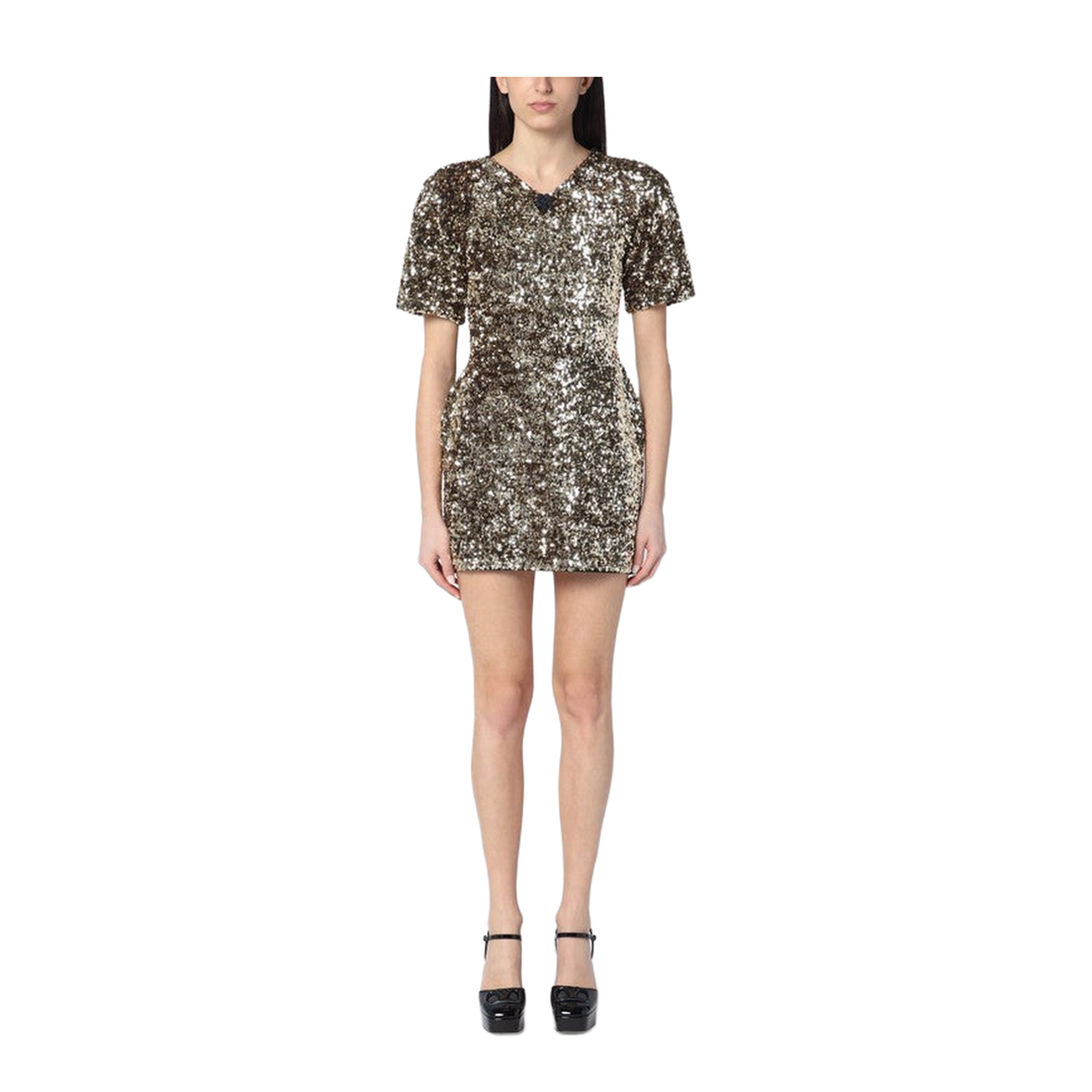 Gold Mini Dress with Sequins
