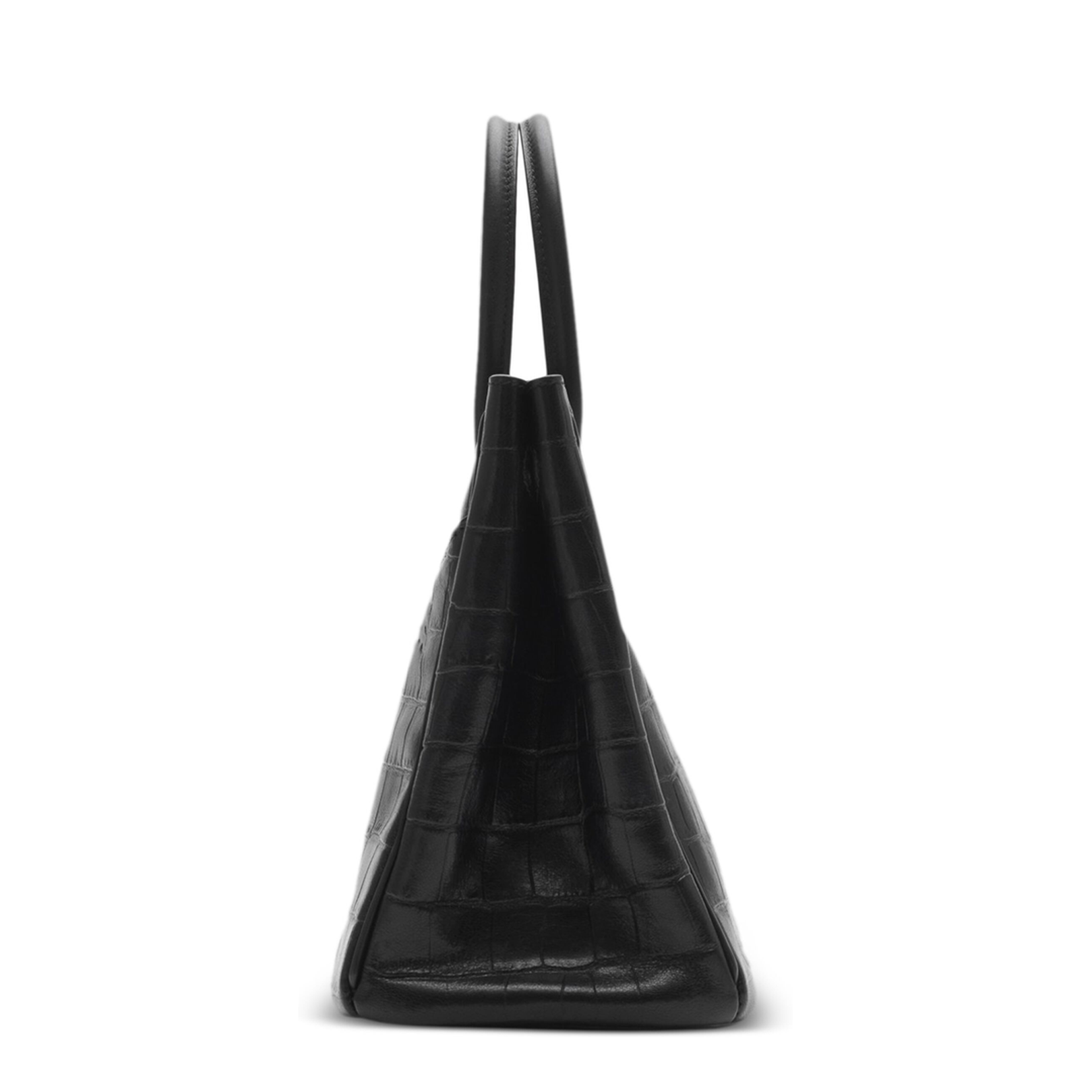 Black Lambskin Handbag with Crocodile Effect