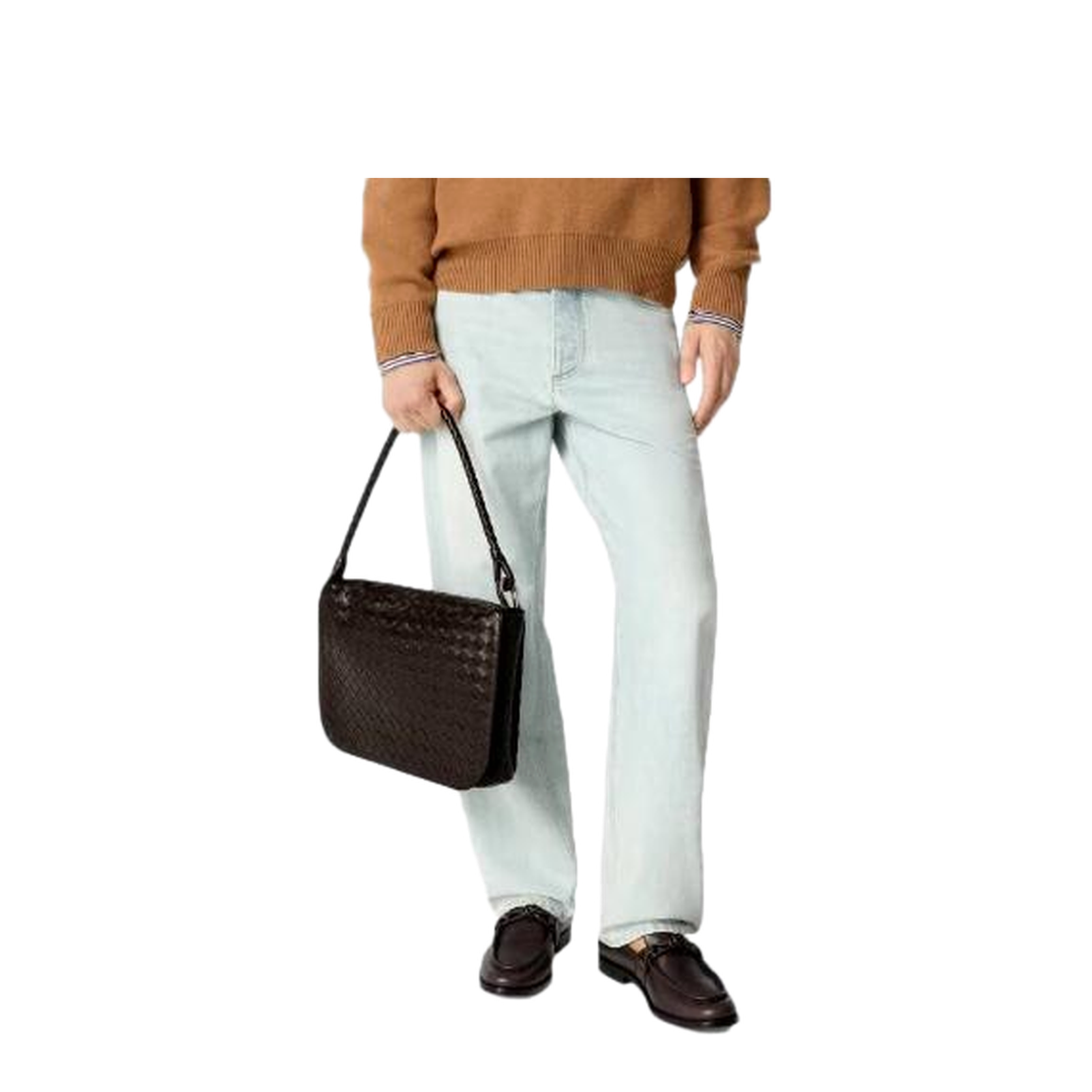 Intrecciato Suede Shoulder Bags - Brown