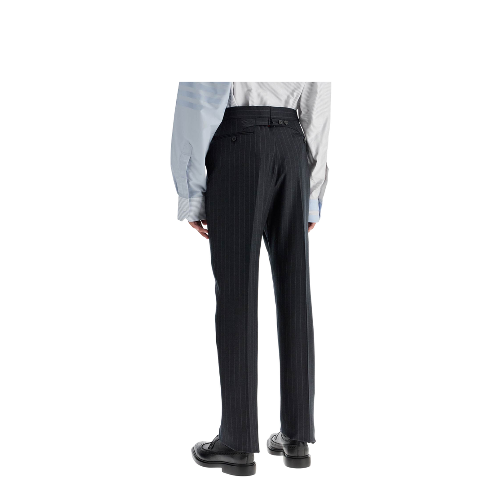 Grey Pinstripe Pants With Concealed Closure