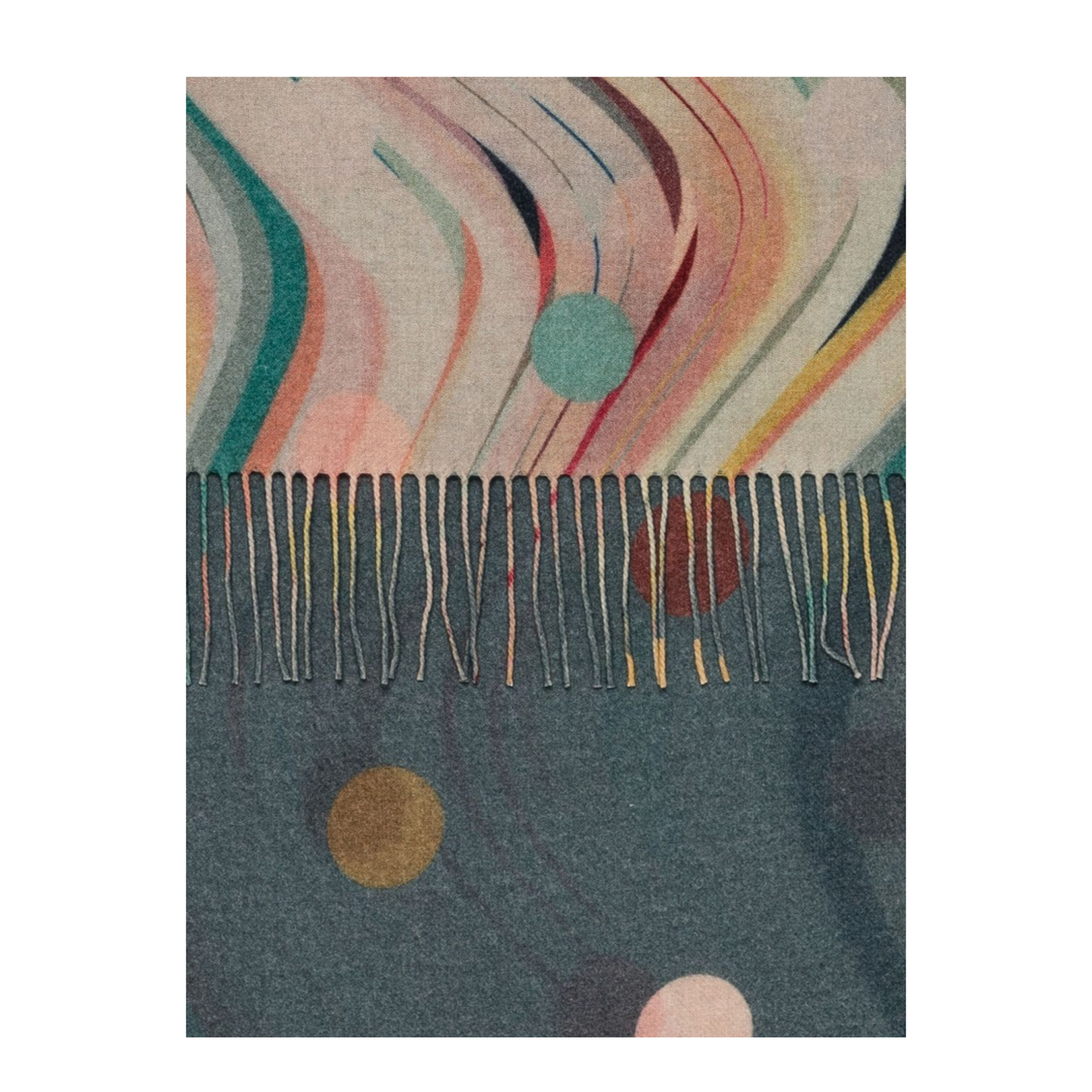 Swirl Pattern Multicolour Polka Dot Fringed Edge