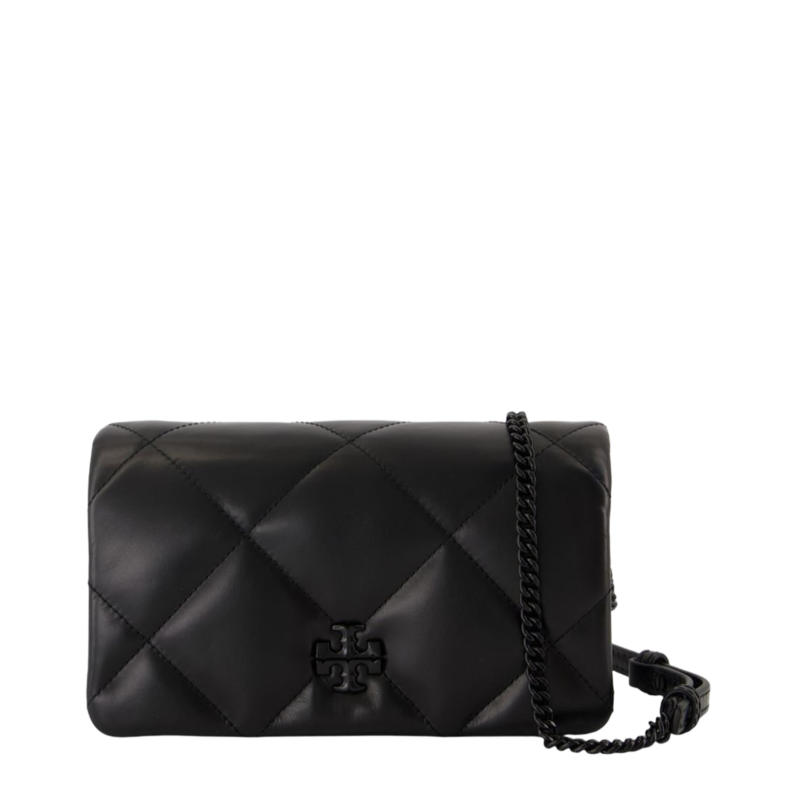 Black Kira Diamond Quilt Wallet on Chain