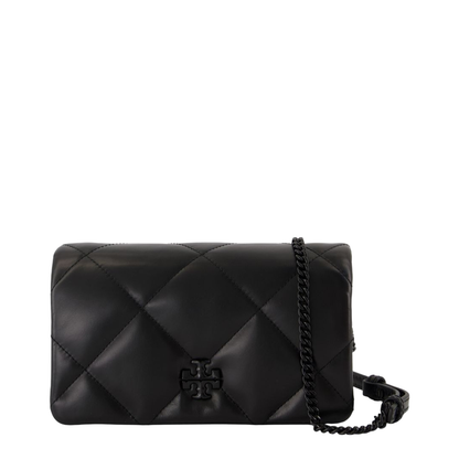 Black Kira Diamond Quilt Wallet on Chain