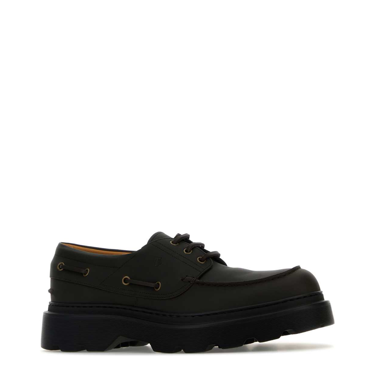 Coffee Brown Front Button Fastening Moc Stitching