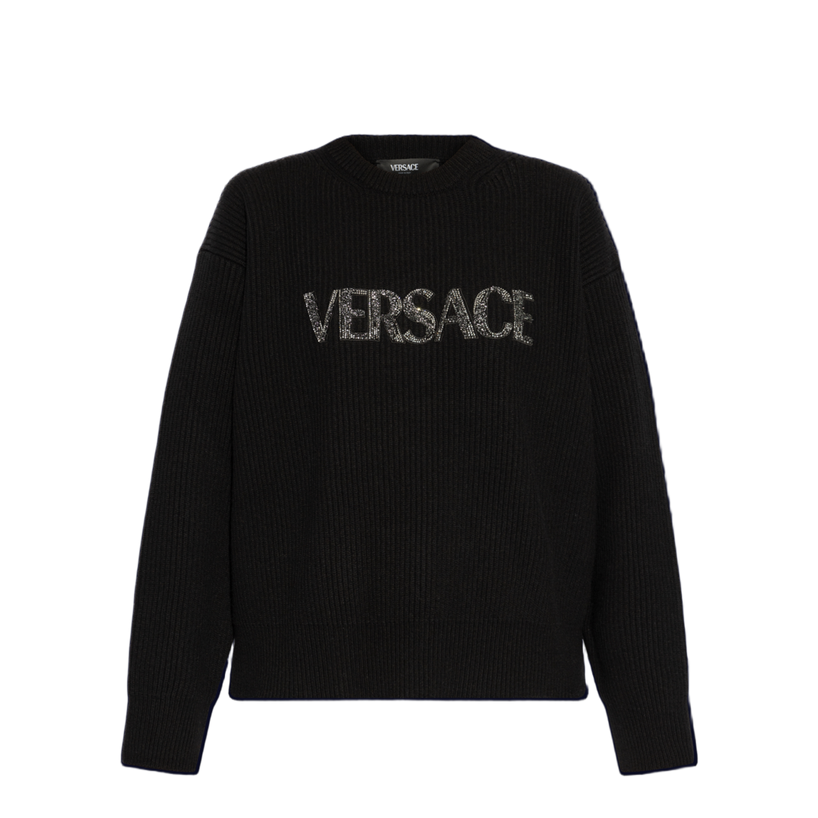 Sweater with logo finished with shimmering crystals