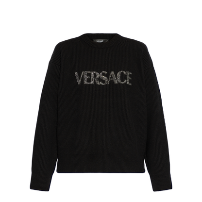 Sweater with logo finished with shimmering crystals