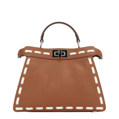 MAYFEYR - Fendi - Peekaboo Iseeu Small Sellier Cuoio Romano Leather Bag With Oversized Stitching - 8BN327AY6X