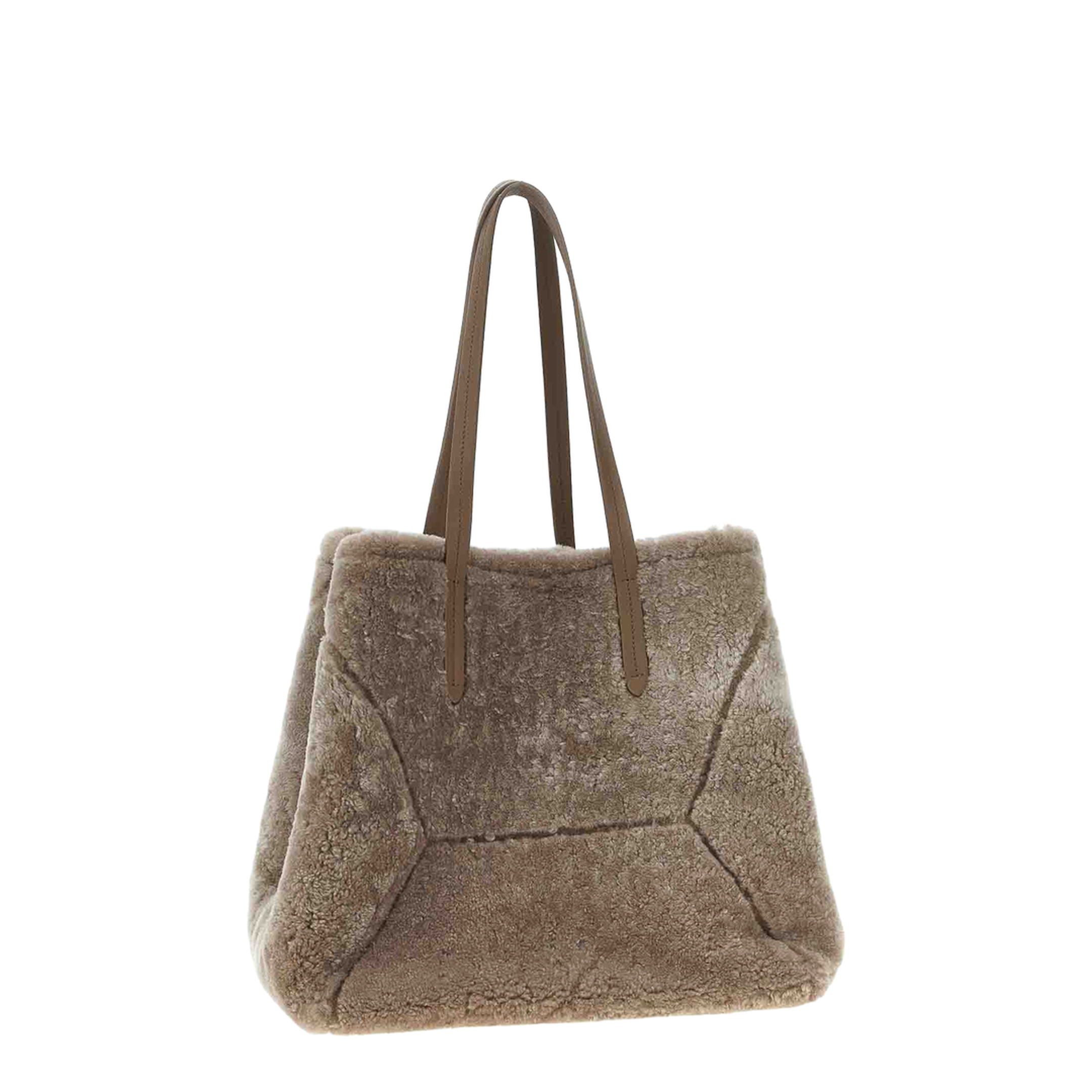 Large Shoulder Bag in Curly Shearling