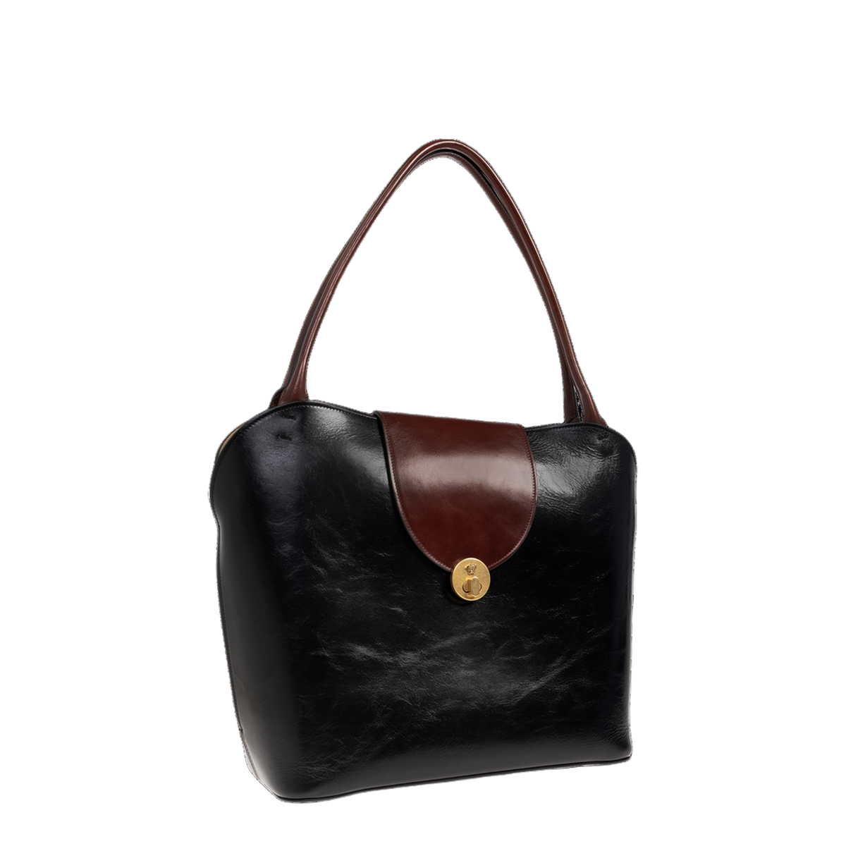 Black Leather Shopping Bag