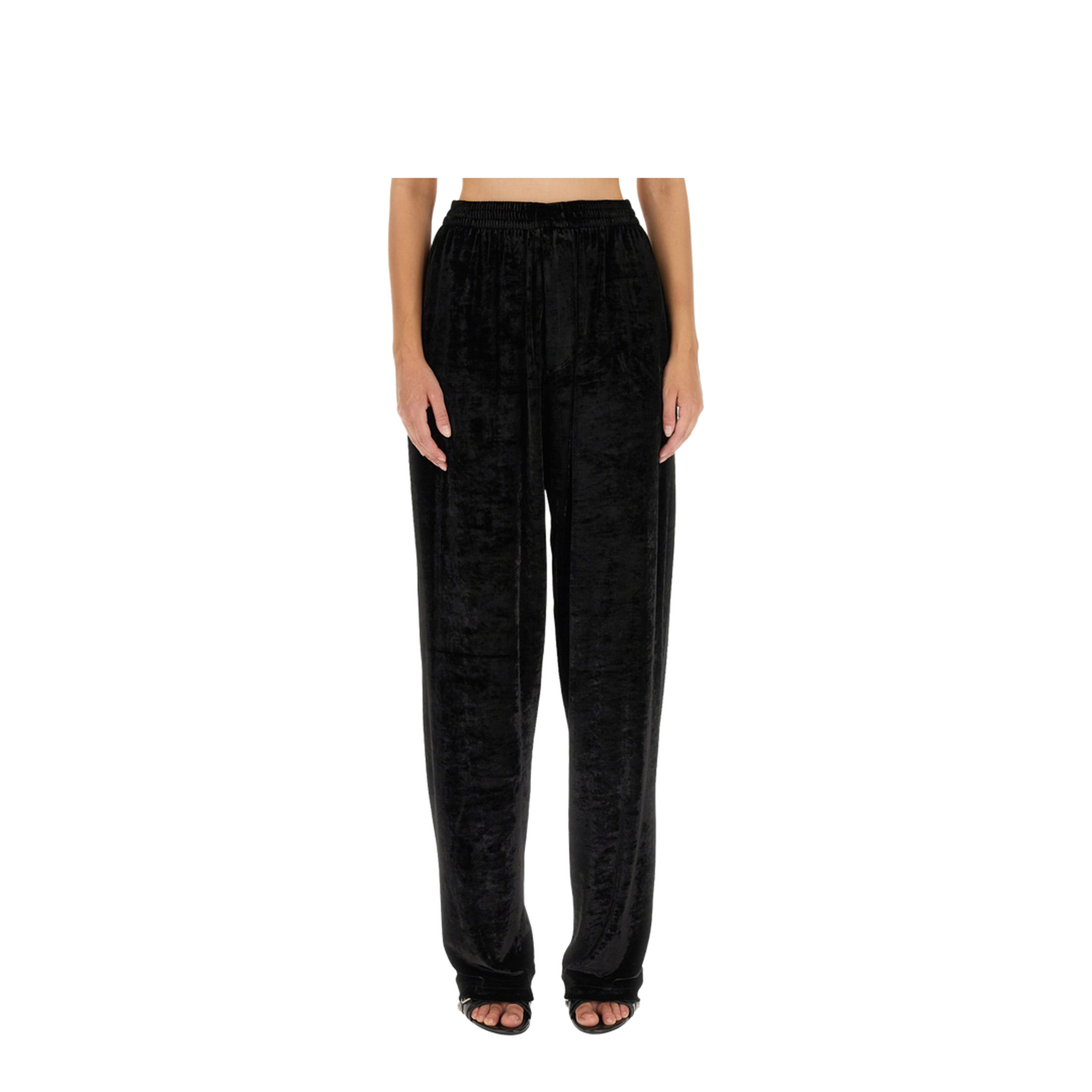 Black Stretch Velvet Baggy Pant