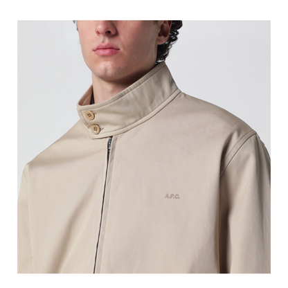 Beige Cotton Zip-Up Jacket