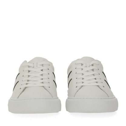 White Logo Design Flat Rubber Sole Lace-Up Closure