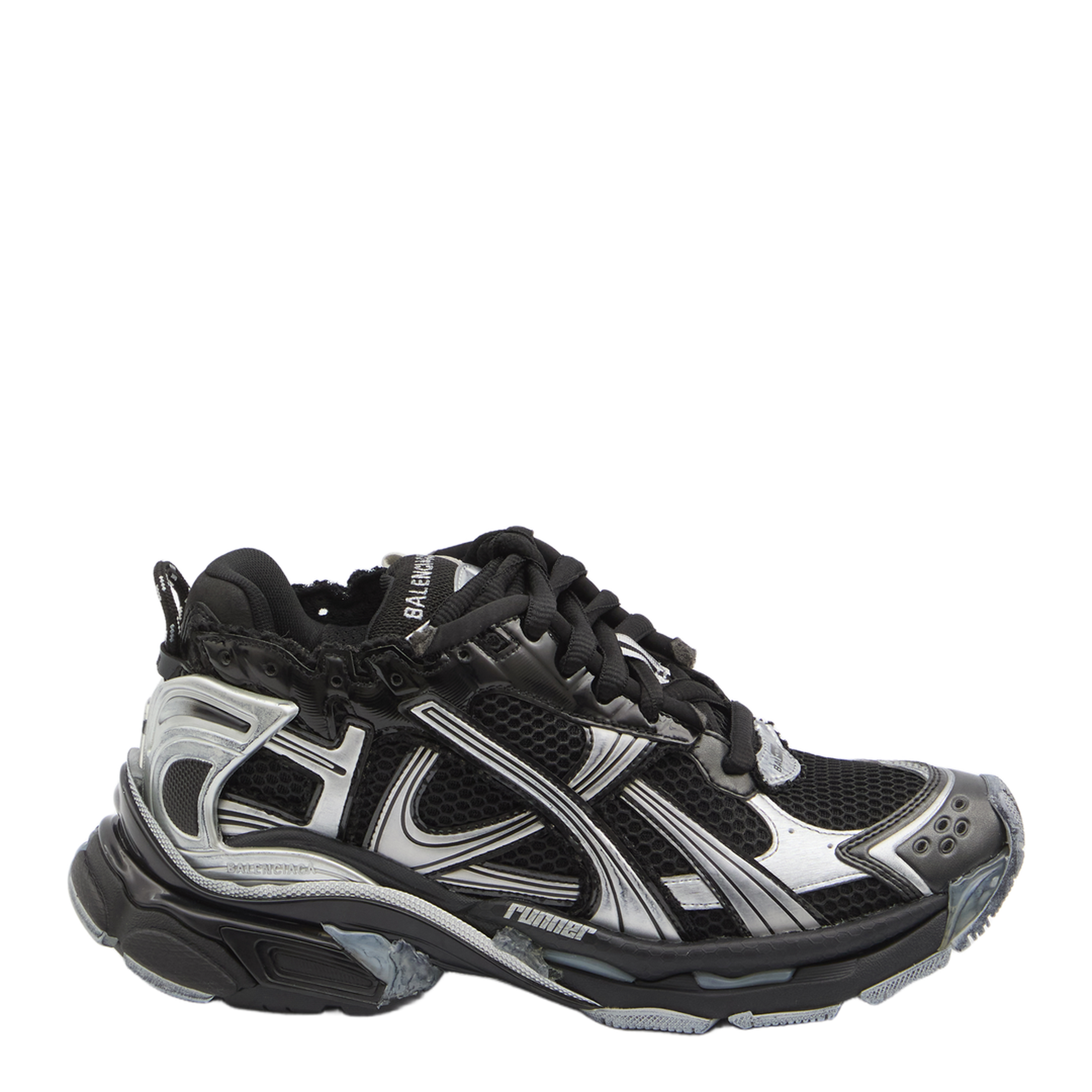 Runner Sneaker in Black/Silver – MAYFEYR