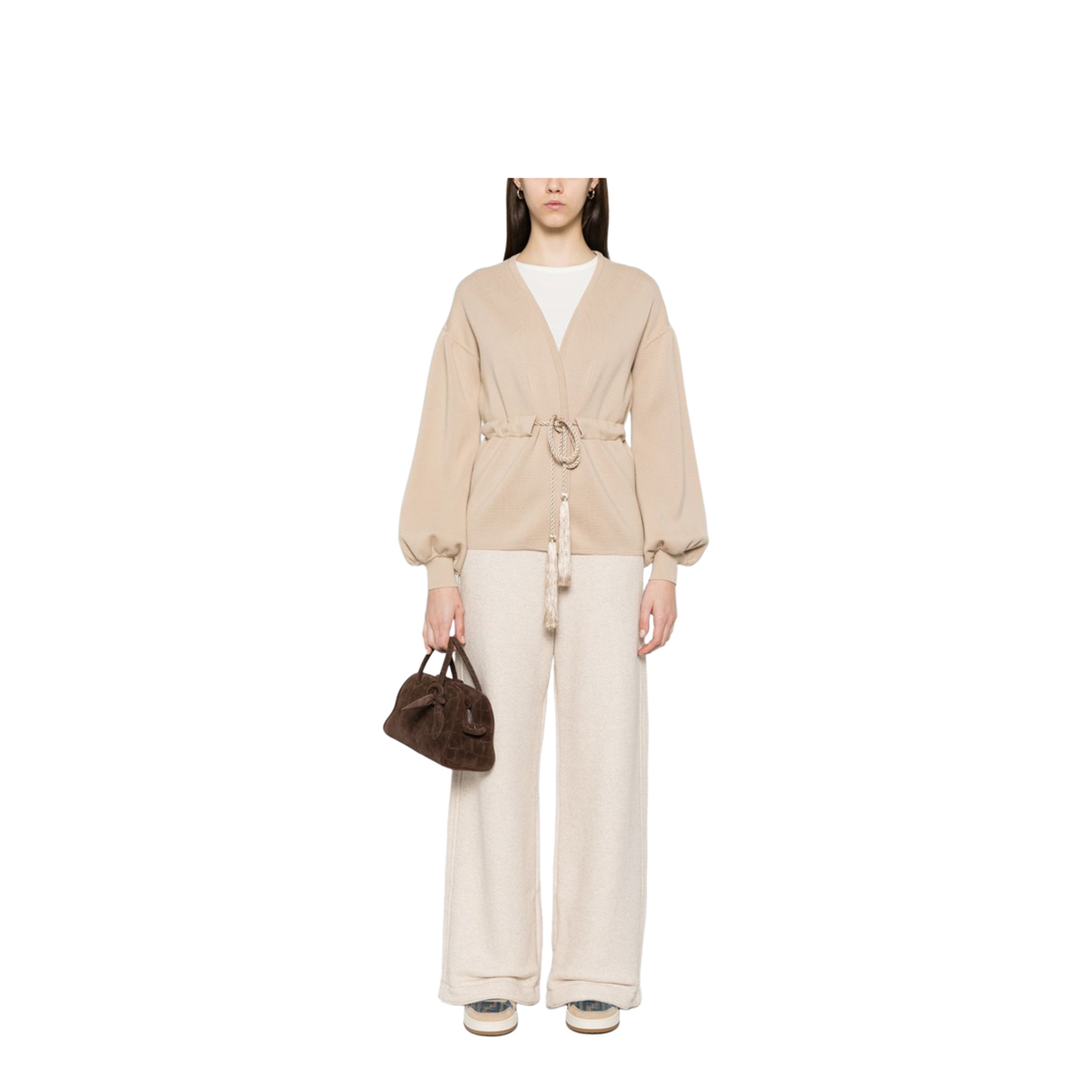 100% Cotton Trousers in Beige
