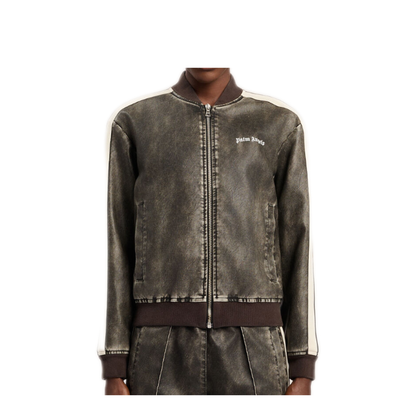 MAYFEYR - Palm Angels - Classic Logo Lea Track Bomber - PWJA039S26FAB002130A
