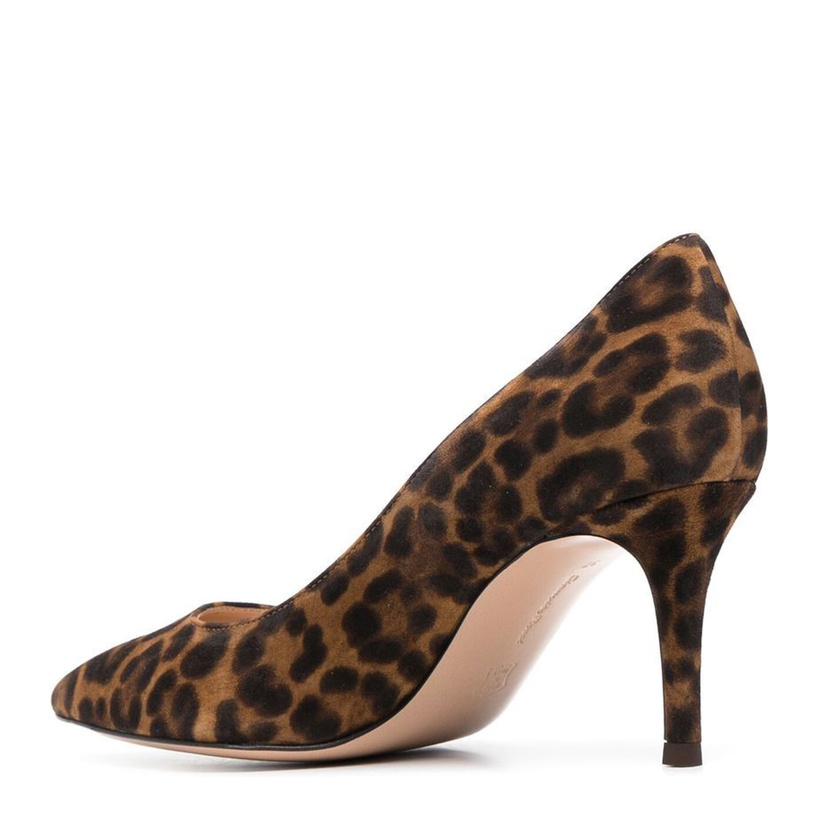 Brown Calf Suede Leopard Print Pumps