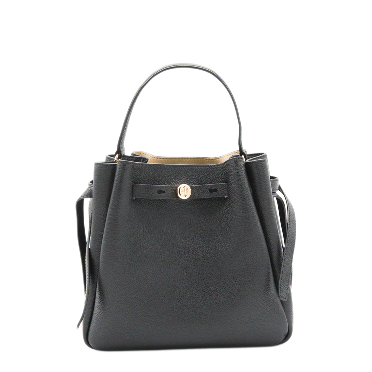 Romy Pebbled Leather Bucket Bag - Black