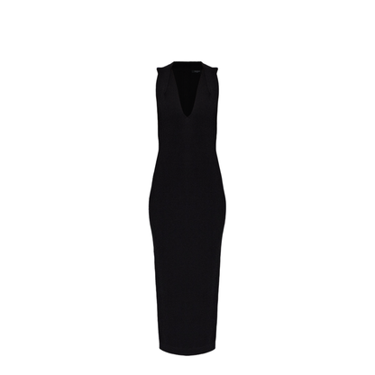 Deep V-Neckline Dress Black