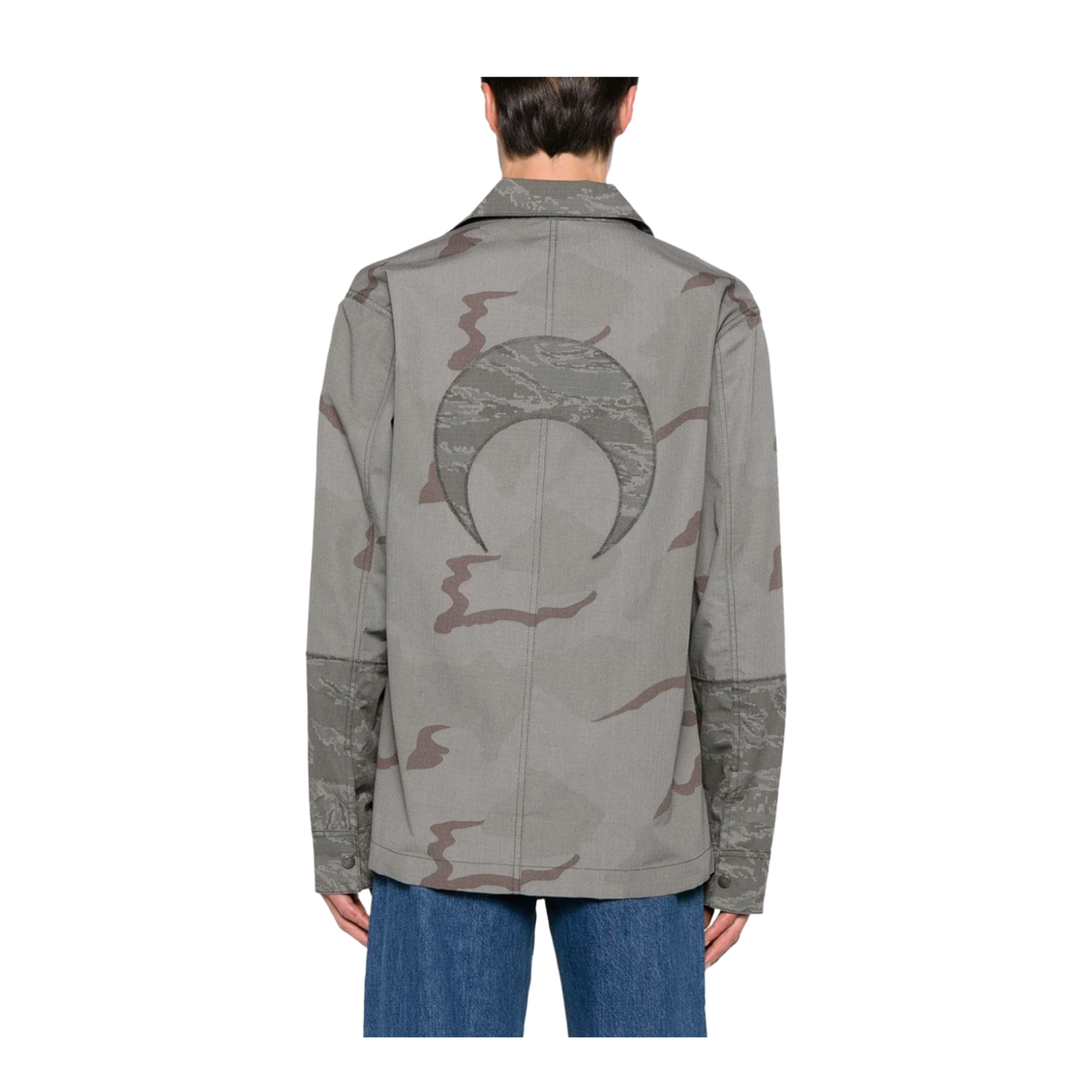 Grey Camouflage Print Overshirt