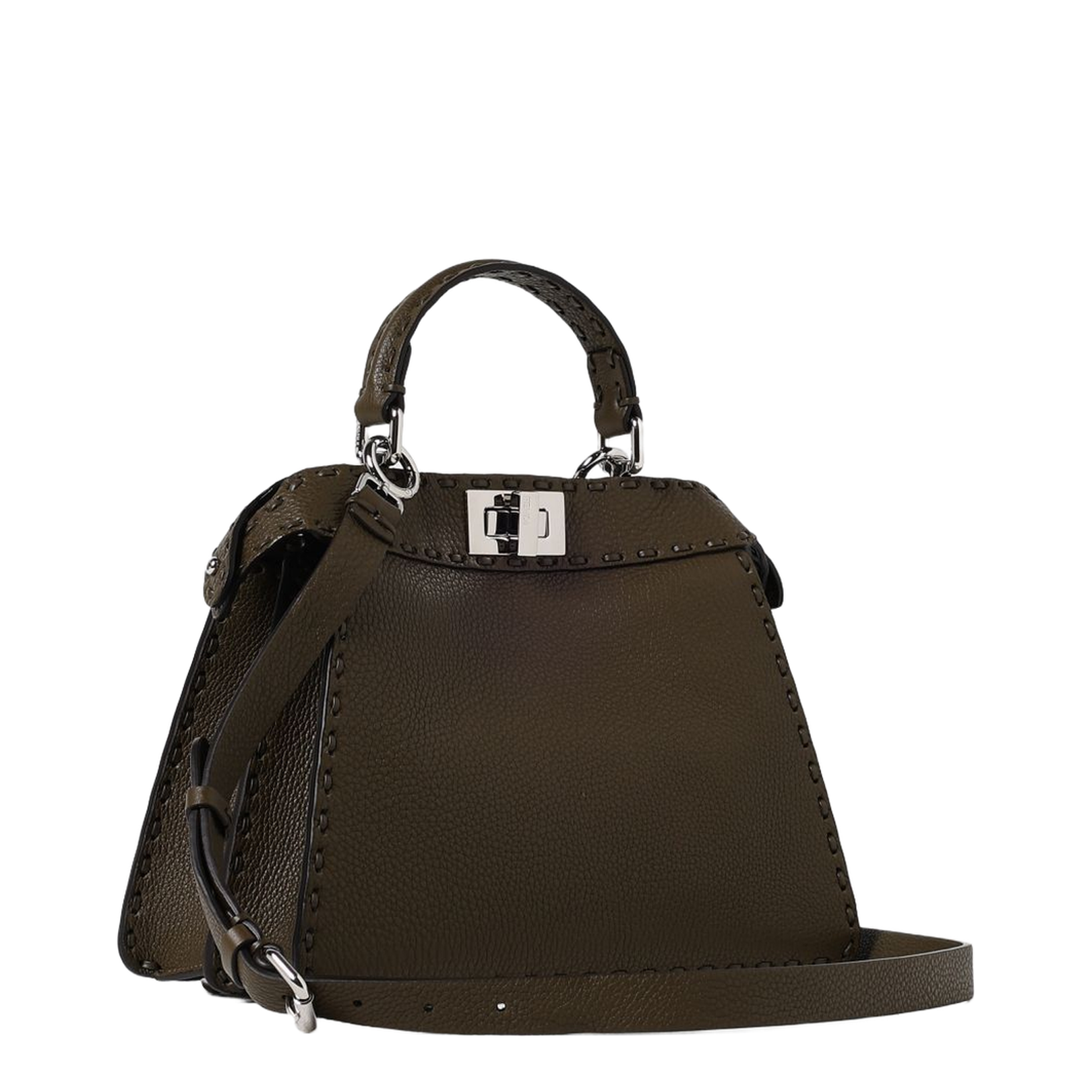 Peekaboo ISeeU Small Leather Top Handle Bags - Brown