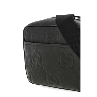 GG Jumbo Leather Shoulder Bags - Black