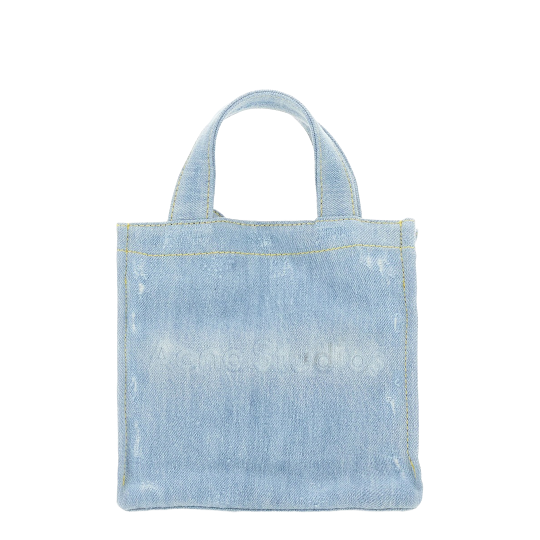 Mini Denim Shopper Bag With Logo
