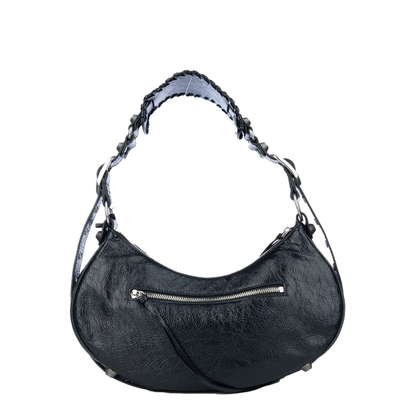 Le Cagole Small Arena Lambskin Shoulder Bag - Black