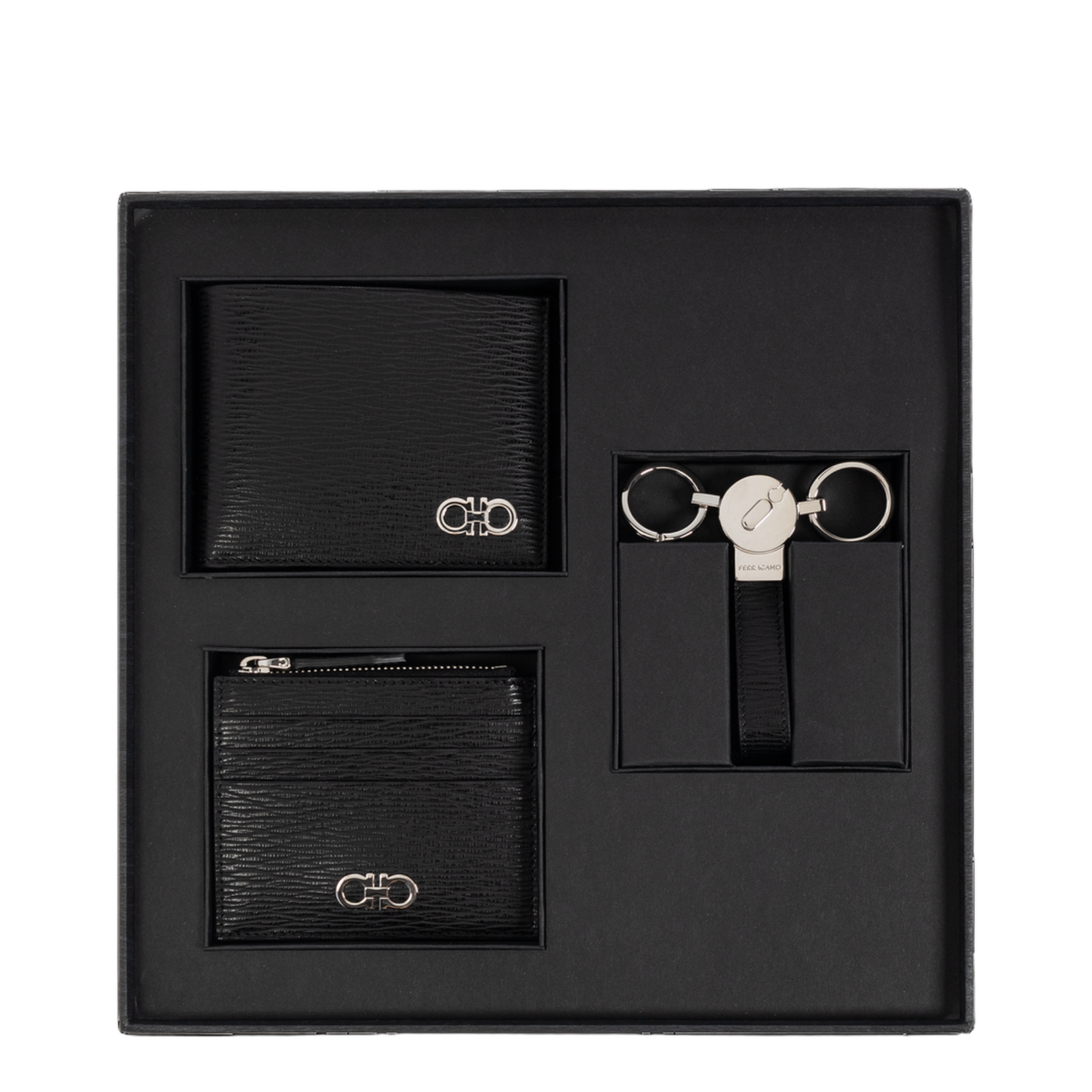 Set: wallet, card holder and keyring