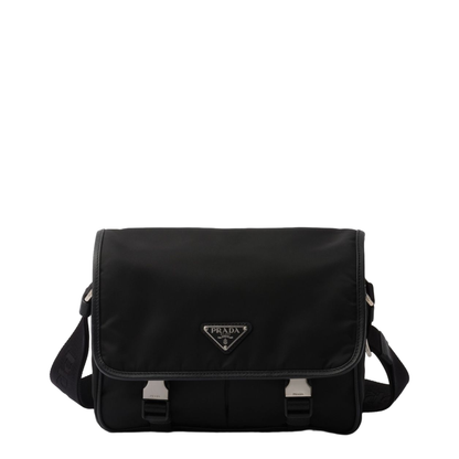 Re-Nylon Saffiano Leather Shoulder Bag - Black