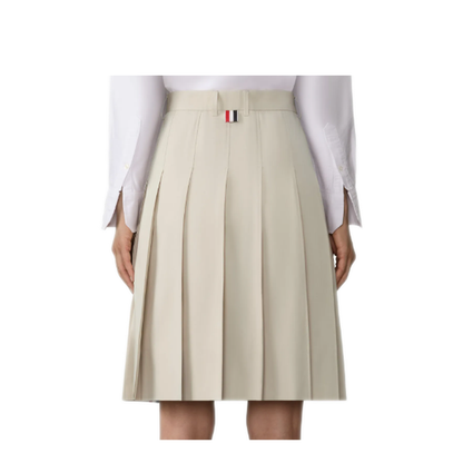 MAYFEYR - Thom Browne - Bermuda Length Front Fly Pleated Skirt With Gg Details In Wrinkle Free Cotton Suiting - FGCA40UF1063260