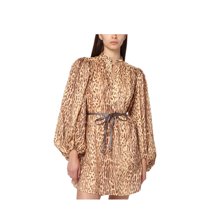 MAYFEYR - Zimmermann - Leopard Print Short Dress In Linen - 4593DSS255LITL