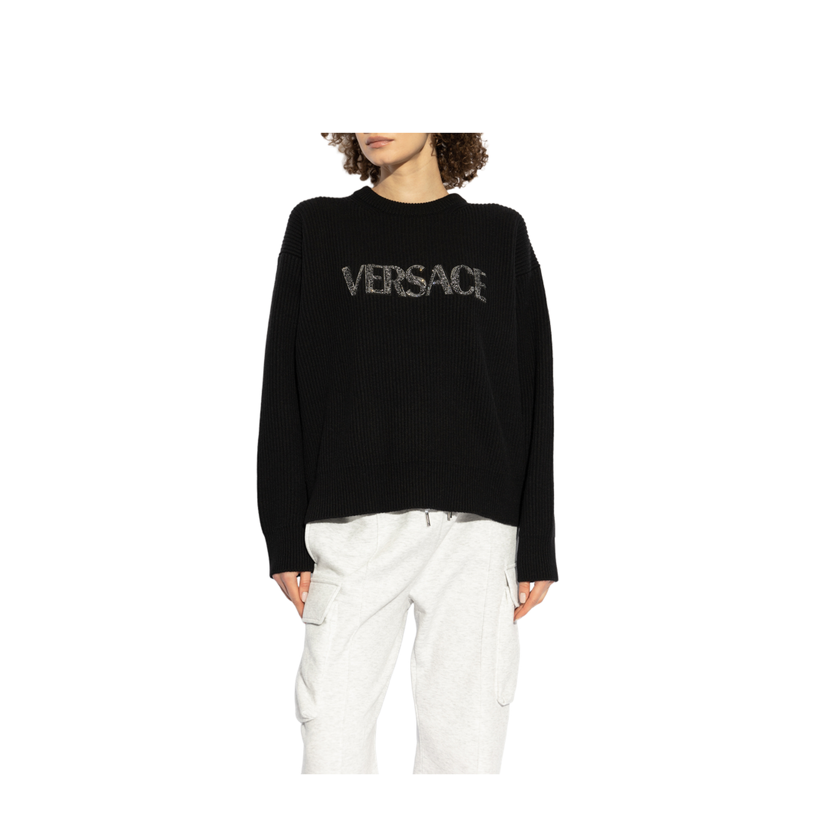 Sweater with logo finished with shimmering crystals