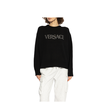 Sweater with logo finished with shimmering crystals