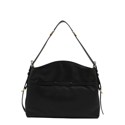 Voyou Medium Shiny Leather Shoulder Bag - Black