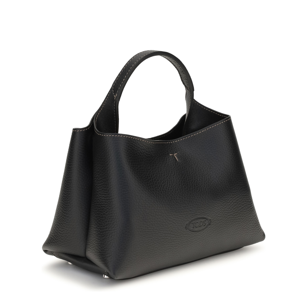 T Timeless Micro Hammered Leather Handbag - Black
