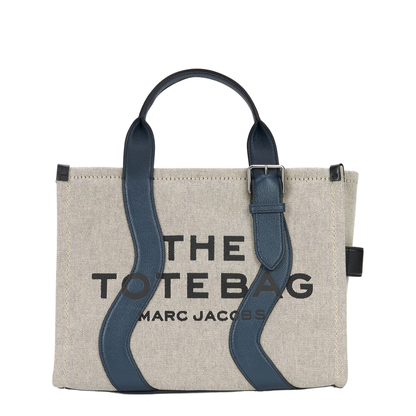 The Wavy Canvas Medium Tote Bag - Ivory/Navy