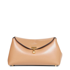T-Lock Mini Calf Leather Clutch - Camel