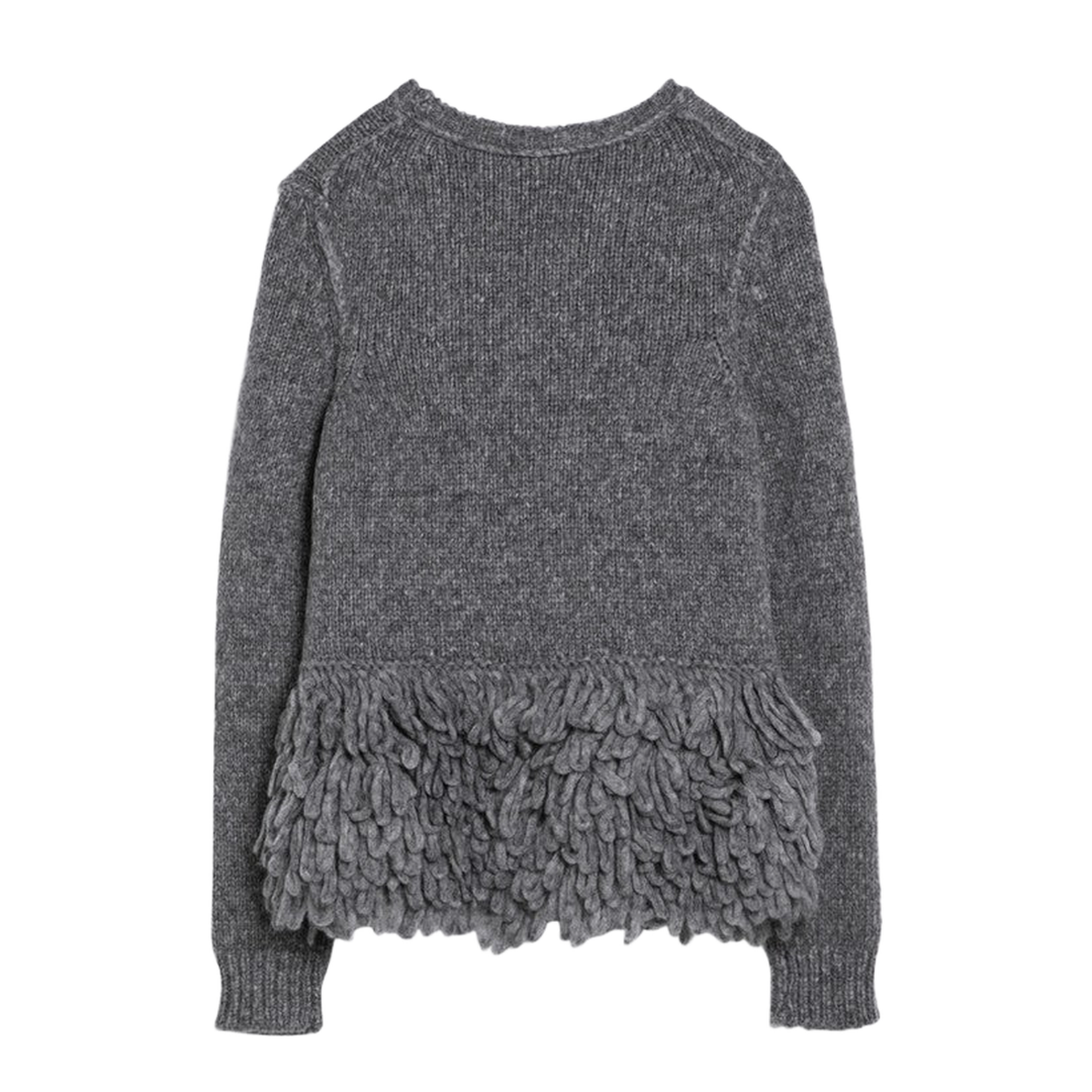 Grey Wool Sweater with Feather Insert