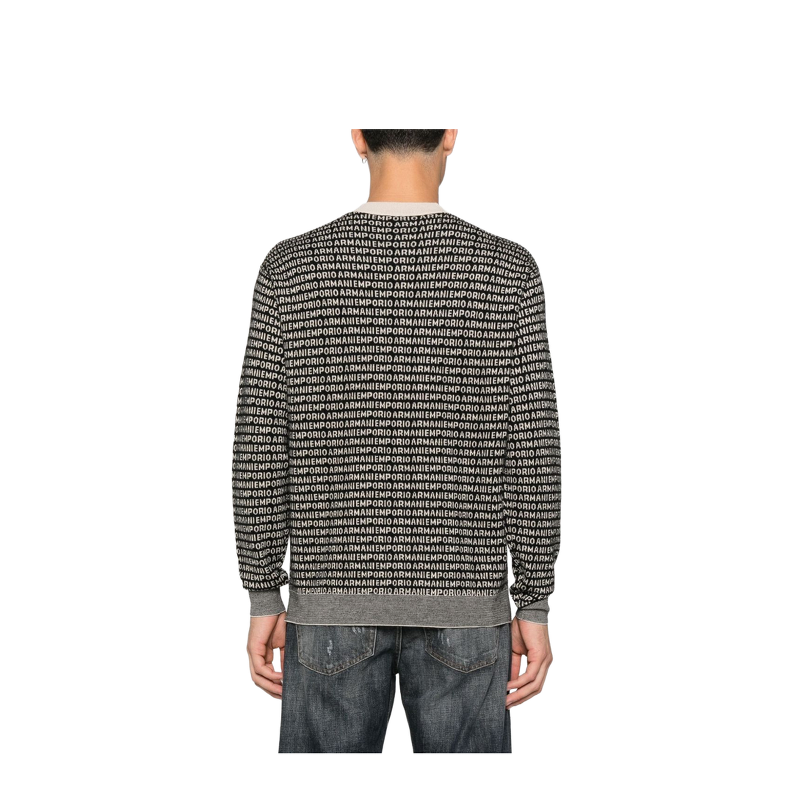 Virgin-wool jumper with all-over jacquard signature logo