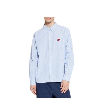 MAYFEYR - Kenzo - Boke Flower Embroidered Casual Shirt In Seersucker Cotton - FG55CH4109KB67
