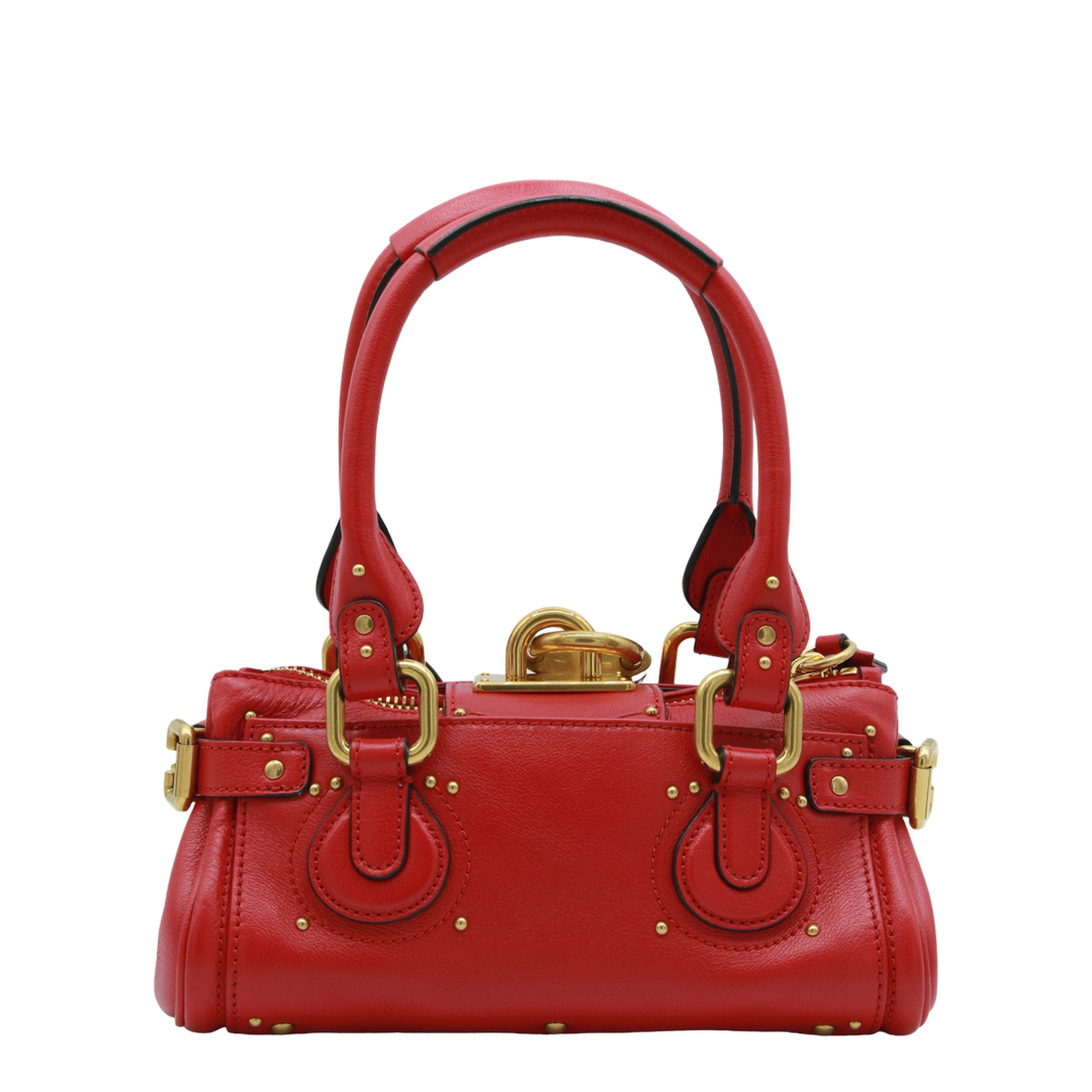 Paddington Small Grained Buffalo Leather Shoulder Bag - Tulip Red