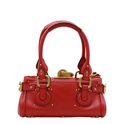 Paddington Small Grained Buffalo Leather Shoulder Bag - Tulip Red