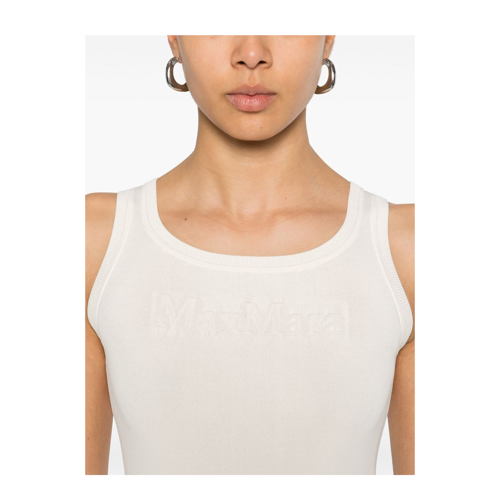 Pure Knitted Tank Top In Beige