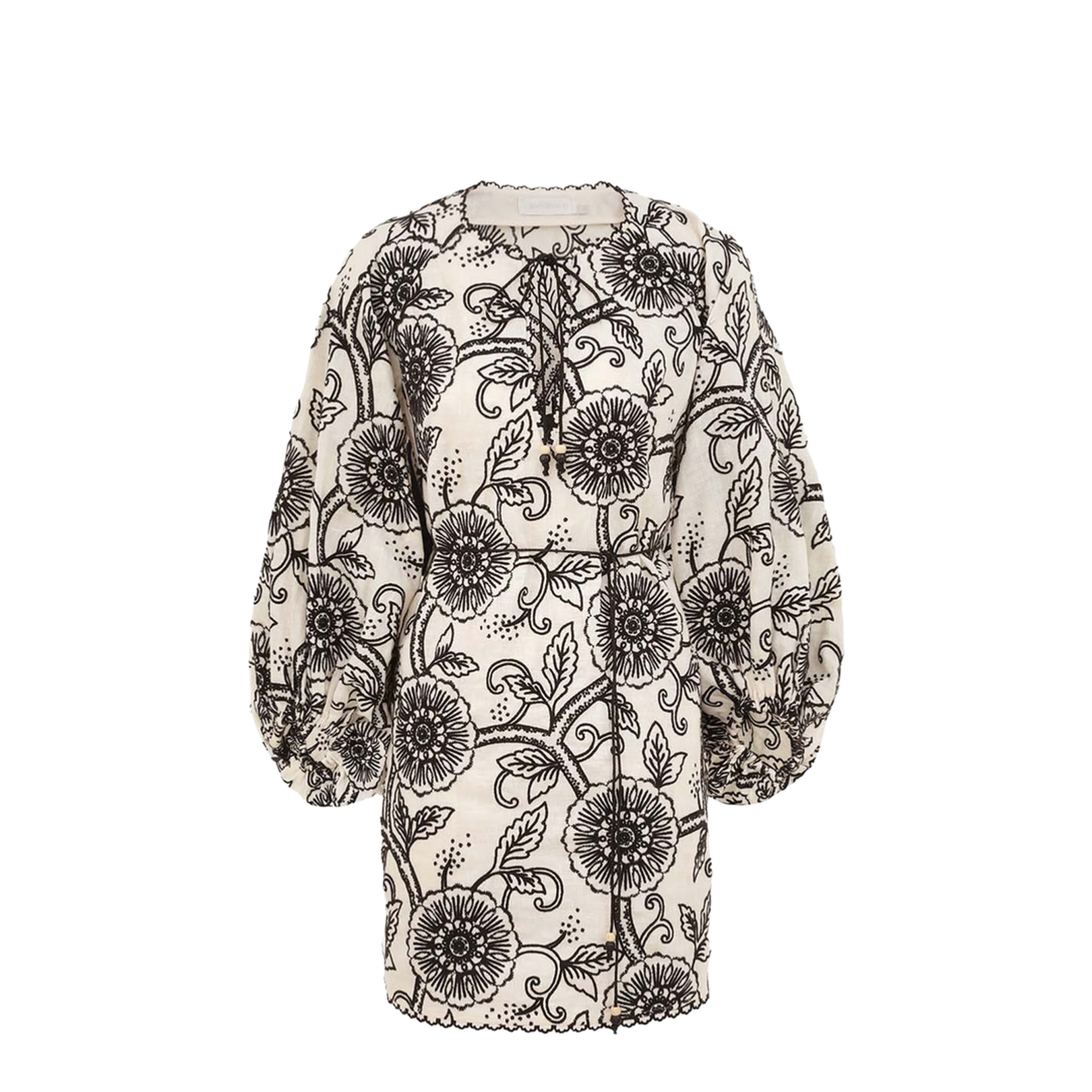 Floral Linen Dress with V-Neck